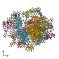 PDB entry 6zs9 coloured by chain, front view.