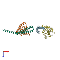 PDB entry 6zsh coloured by chain, top view.