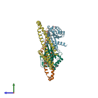 PDB entry 6zsi coloured by chain, side view.