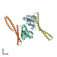 PDB entry 6zsj coloured by chain, front view.