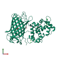 PDB 6zsm coloured by chain and viewed from the front.