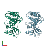 PDB entry 6zsv coloured by chain, front view.