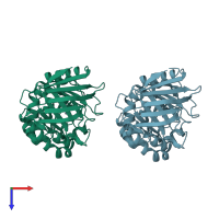 PDB entry 6zsv coloured by chain, top view.