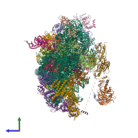 PDB entry 6zu9 coloured by chain, side view.