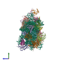 PDB entry 6zuo coloured by chain, side view.