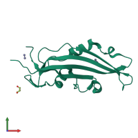 PDB entry 6zuq coloured by chain, front view.