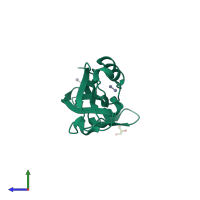 PDB entry 6zuq coloured by chain, side view.