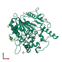 PDB entry 6zuv coloured by chain, front view.