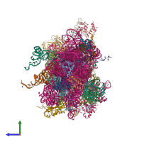 PDB entry 6zvi coloured by chain, side view.
