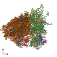 PDB entry 6zvk coloured by chain, front view.