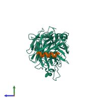 PDB entry 6zvn coloured by chain, side view.