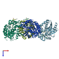 PDB entry 6zvv coloured by chain, top view.
