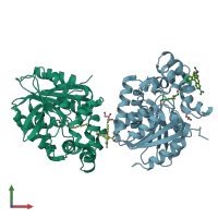 PDB entry 6zvw coloured by chain, front view.