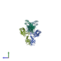 PDB entry 6zvz coloured by chain, side view.