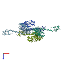 PDB entry 6zvz coloured by chain, top view.