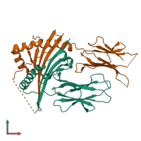 PDB entry 6zwa coloured by chain, front view.