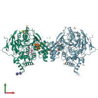 PDB entry 6zwe coloured by chain, front view.