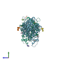 PDB entry 6zwe coloured by chain, side view.