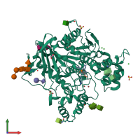PDB entry 6zwi coloured by chain, front view.