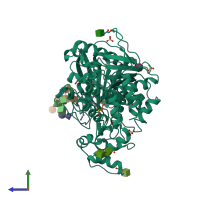 PDB entry 6zwi coloured by chain, side view.