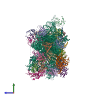 PDB entry 6zxd coloured by chain, side view.