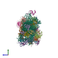PDB entry 6zxf coloured by chain, side view.