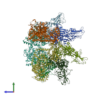 PDB entry 6zxj coloured by chain, side view.