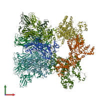 PDB entry 6zxk coloured by chain, front view.