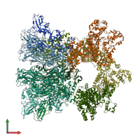 PDB entry 6zxl coloured by chain, front view.
