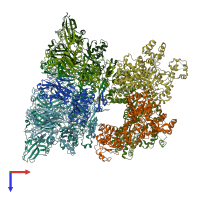 PDB entry 6zxl coloured by chain, top view.