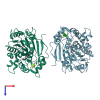 PDB entry 6zyf coloured by chain, top view.