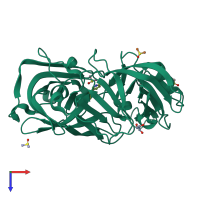 PDB entry 6zz2 coloured by chain, top view.