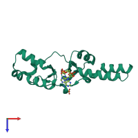 PDB entry 6zza coloured by chain, top view.