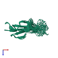 PDB entry 6zze coloured by chain, ensemble of 20 models, top view.