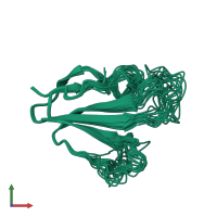 PDB entry 6zzf coloured by chain, ensemble of 20 models, front view.