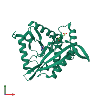PDB entry 6zzn coloured by chain, front view.