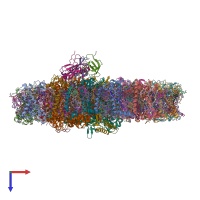 PDB entry 6zzx coloured by chain, top view.