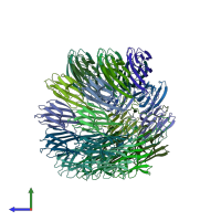 PDB entry 7a02 coloured by chain, side view.