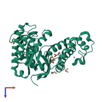 PDB entry 7a0b coloured by chain, top view.