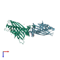 PDB entry 7a0h coloured by chain, top view.