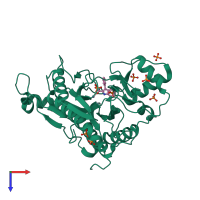 PDB entry 7a12 coloured by chain, top view.