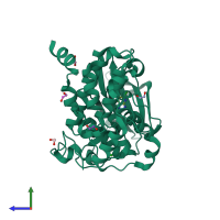 PDB entry 7a1z coloured by chain, side view.