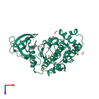 PDB entry 7a22 coloured by chain, top view.