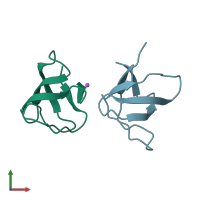 PDB entry 7a2l coloured by chain, front view.