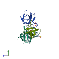 PDB entry 7a32 coloured by chain, side view.