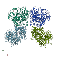 PDB entry 7a3f coloured by chain, front view.