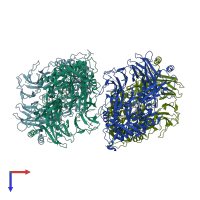 PDB entry 7a3f coloured by chain, top view.