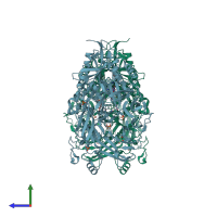 PDB entry 7a3g coloured by chain, side view.