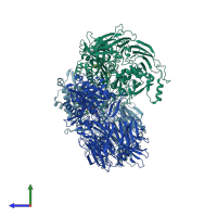 PDB entry 7a3j coloured by chain, side view.