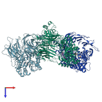 PDB entry 7a3k coloured by chain, top view.